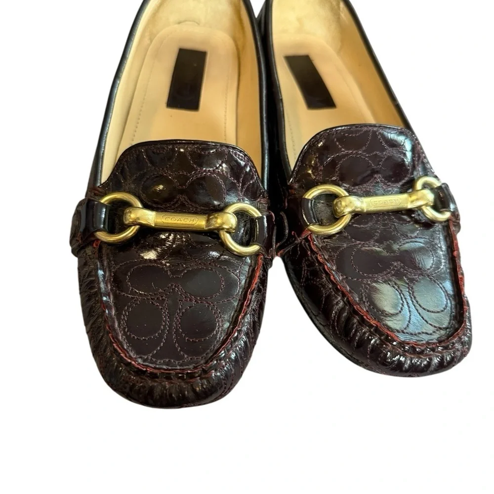 Coach Eve Brown Leather Loafers with Gold Hardware 6 1/2 B